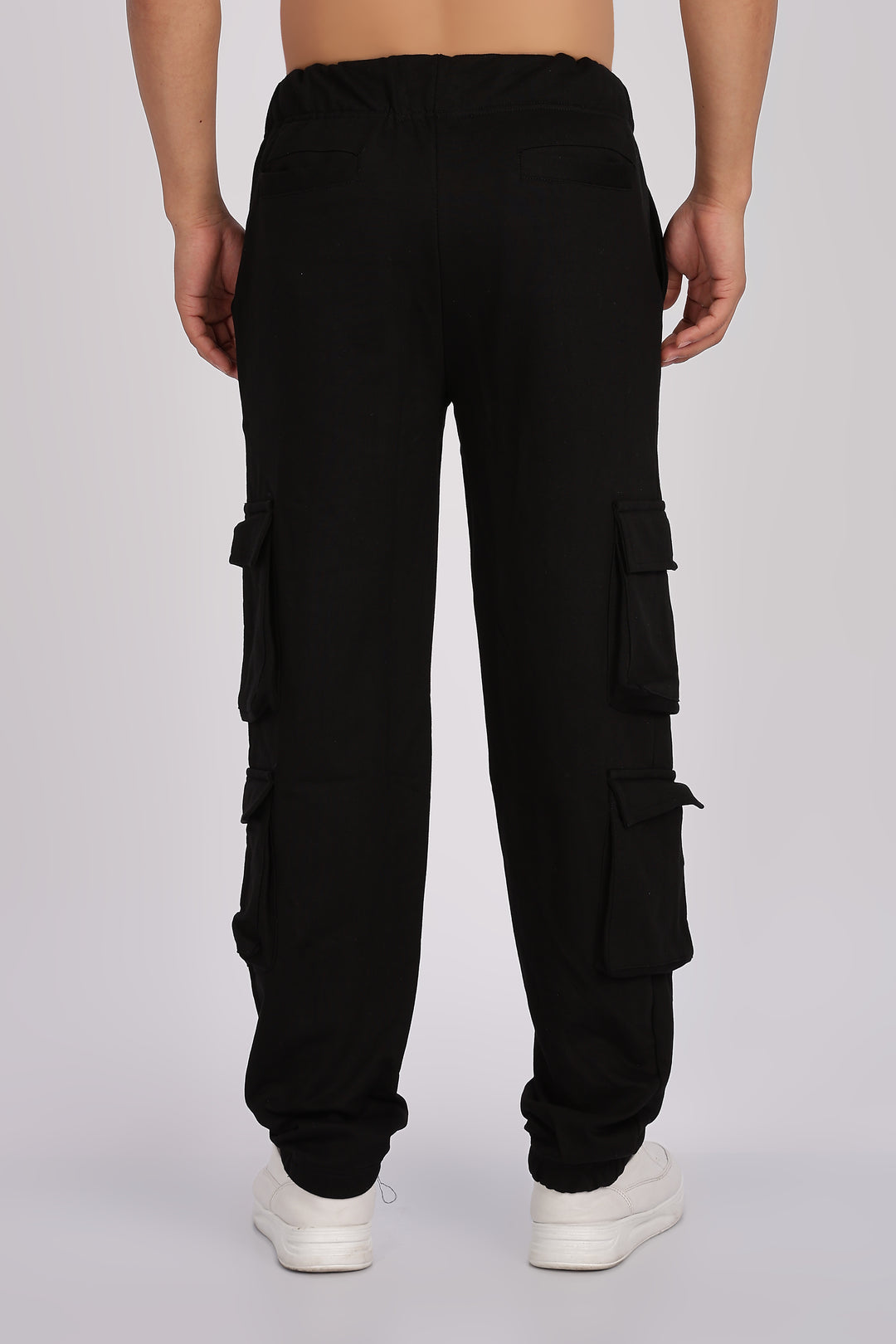 Multi Pockets: Black Cargo Joggers
