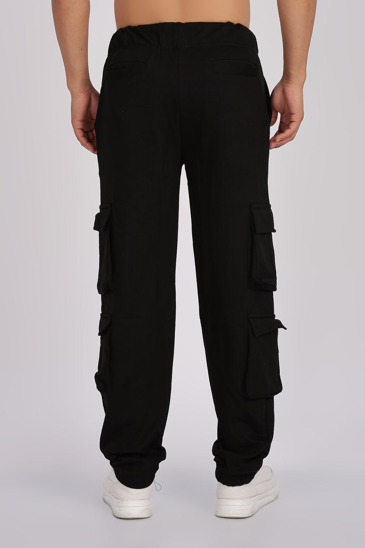 Multi Pockets: Black Cargo Joggers