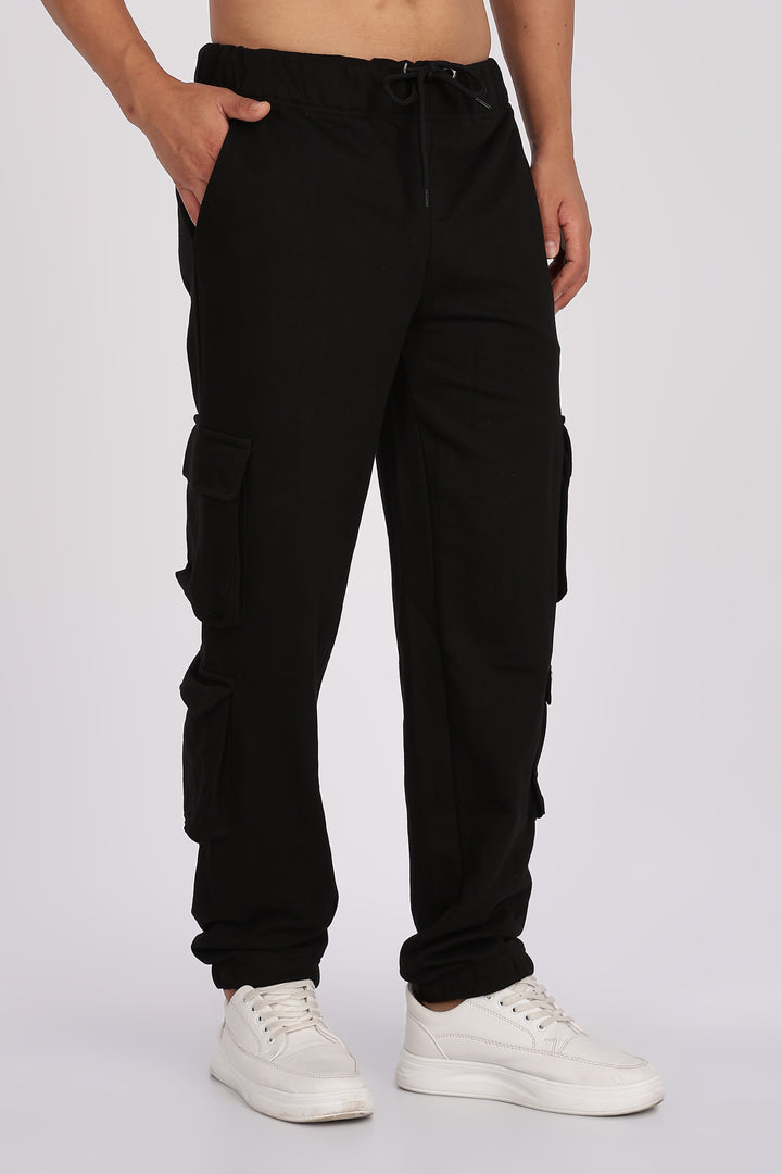 Multi Pockets: Black Cargo Joggers