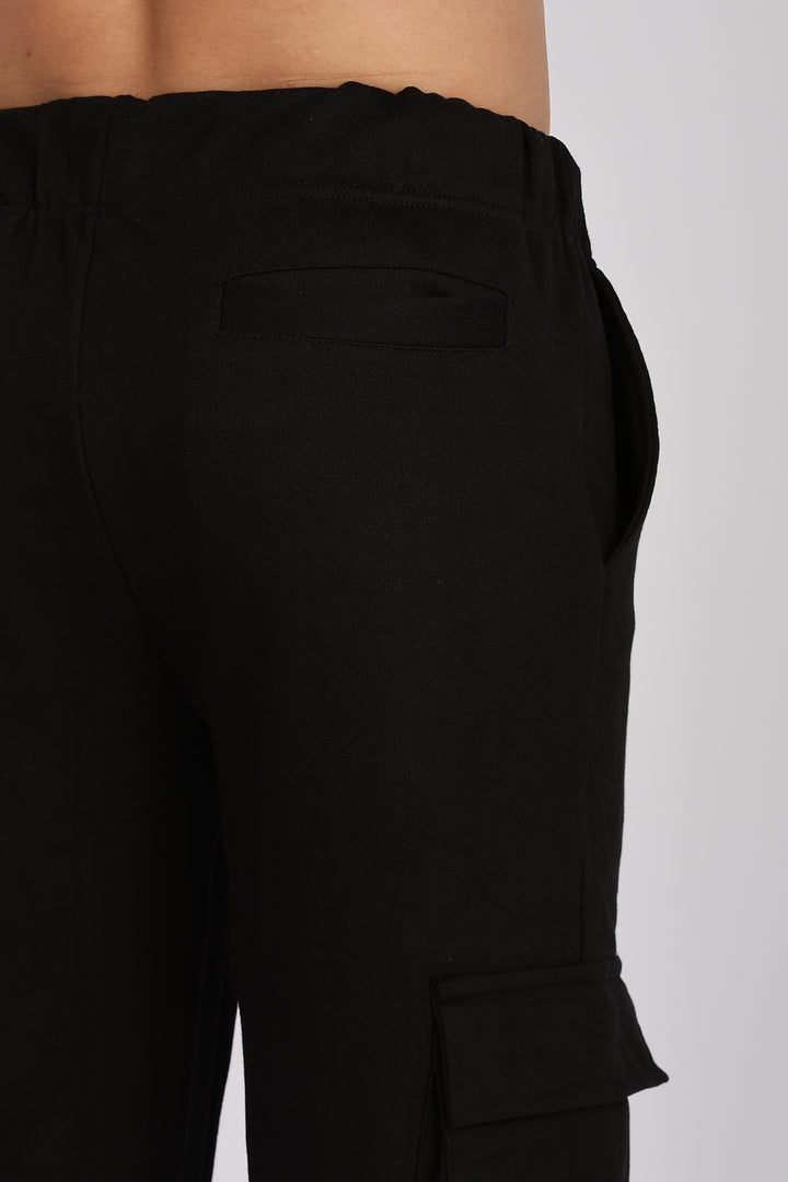 Multi Pockets: Black Cargo Joggers