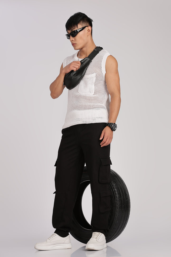 Multi Pockets: Black Cargo Joggers