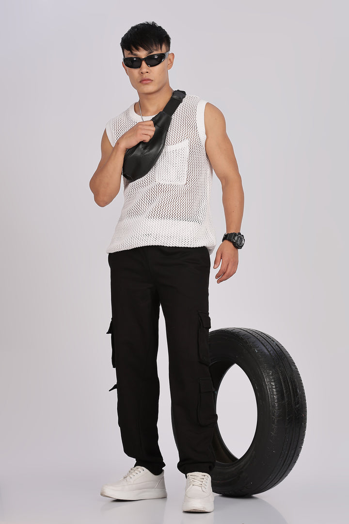 Multi Pockets: Black Cargo Joggers