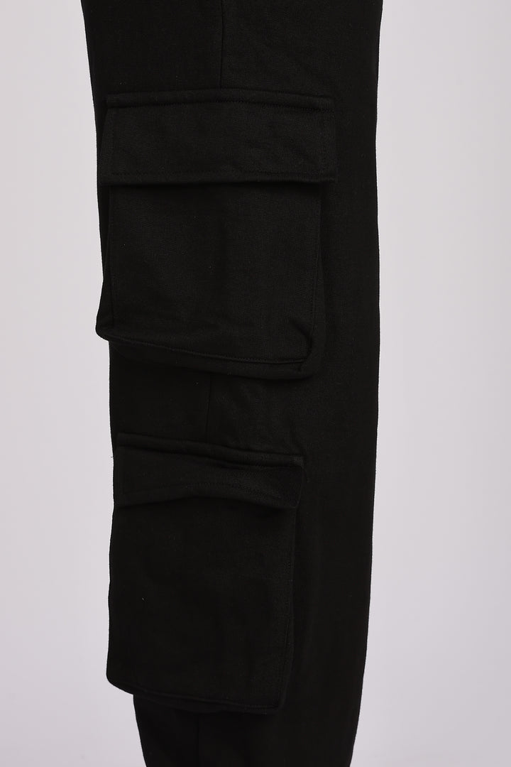 Multi Pockets: Black Cargo Joggers