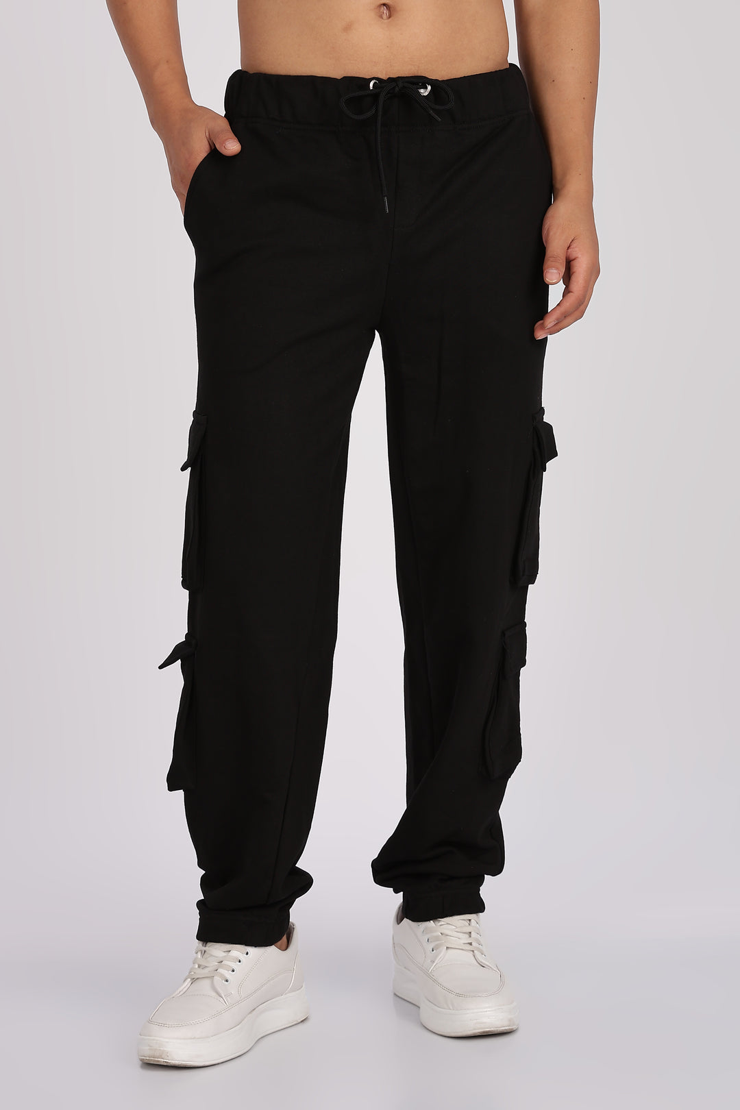 Multi Pockets: Black Cargo Joggers