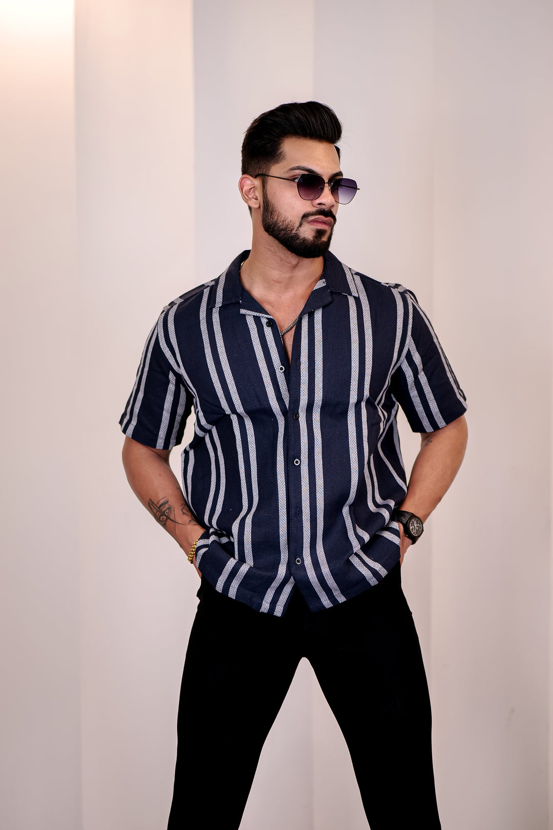 Jute: Navy Cuban Shirt