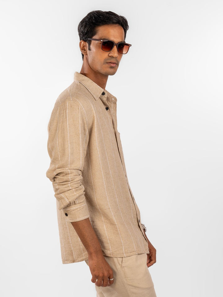 Linen: Cream Stripes Shirt 4