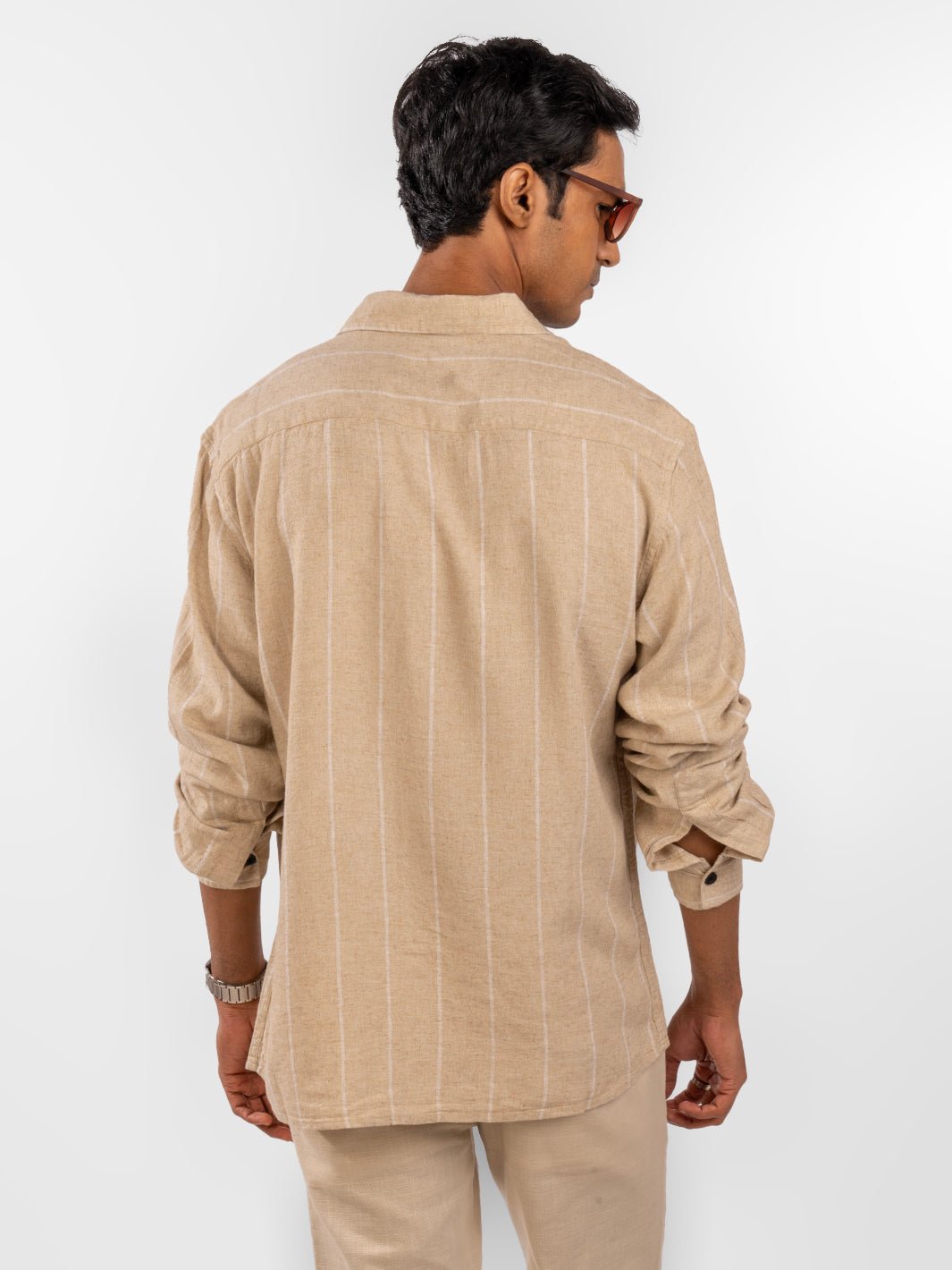 Linen: Cream Stripes Shirt 5