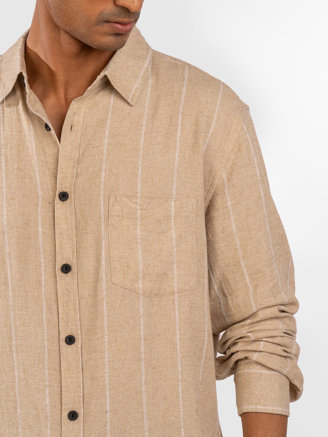 Linen: Cream Stripes Shirt 6