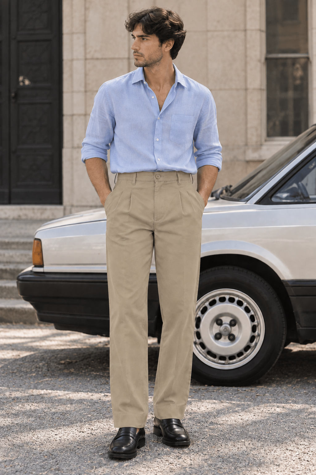 Korean Fit: Straight Khaki Pants