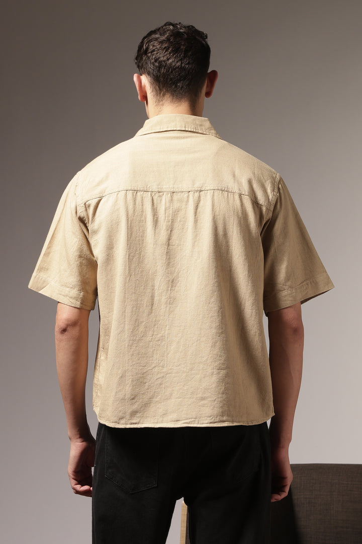 TwinFlap Cream Oversized Shirt