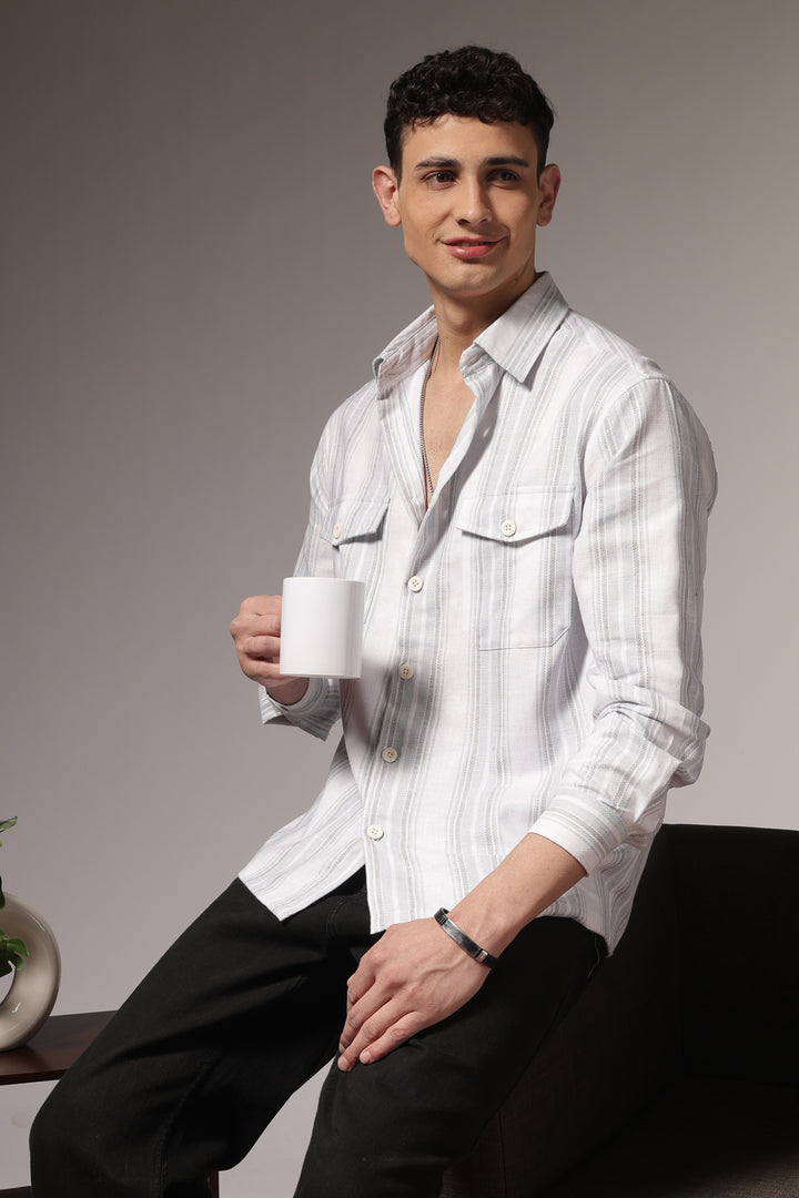 Pockets: Mint Green Streaks Shirt