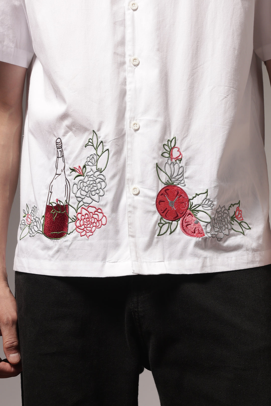 Pitcher Embroidery: White Cuban Shirt