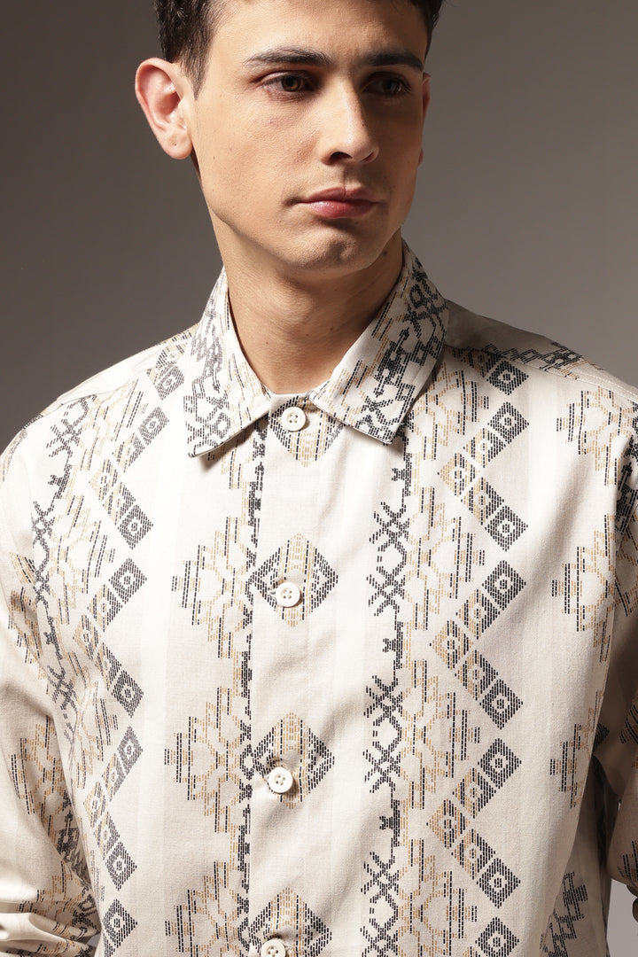 Jazzy: Ethnic Printed Cotton Shirt