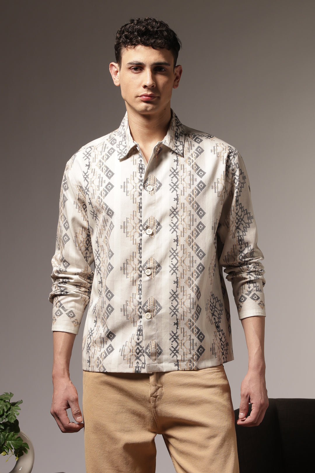 Jazzy: Ethnic Printed Cotton Shirt