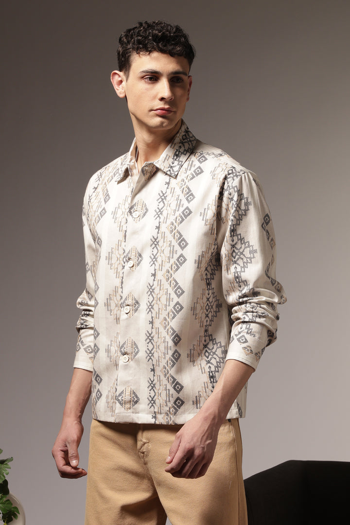 Jazzy: Ethnic Printed Cotton Shirt