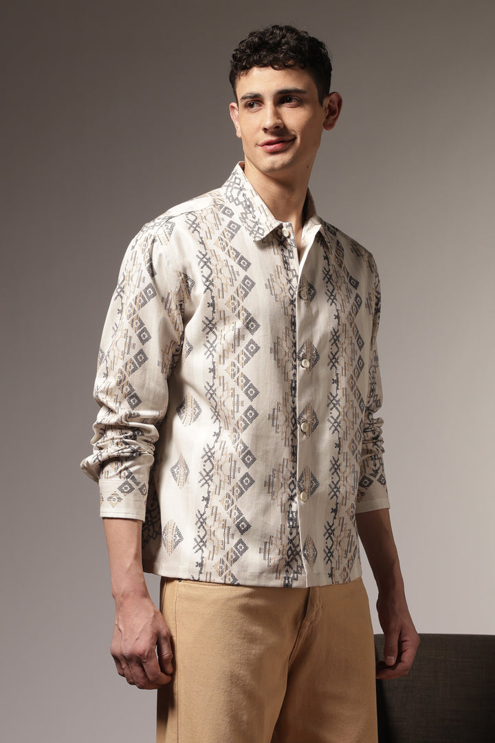 Jazzy: Ethnic Printed Cotton Shirt