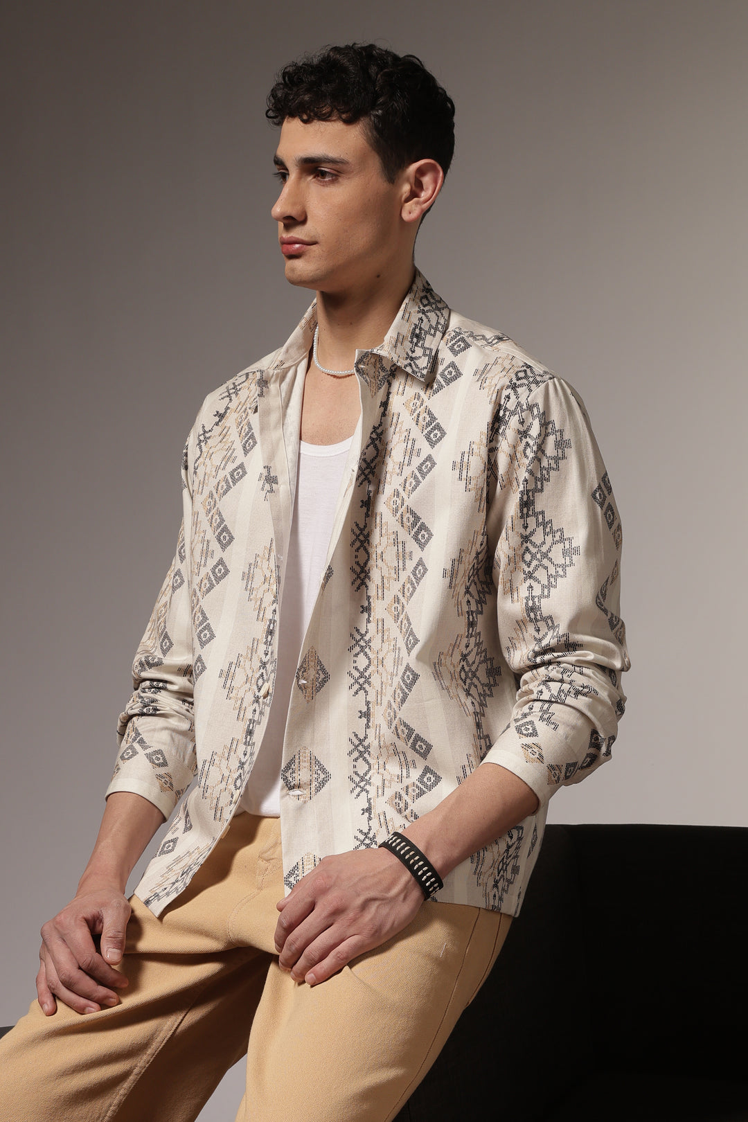 Jazzy: Ethnic Printed Cotton Shirt