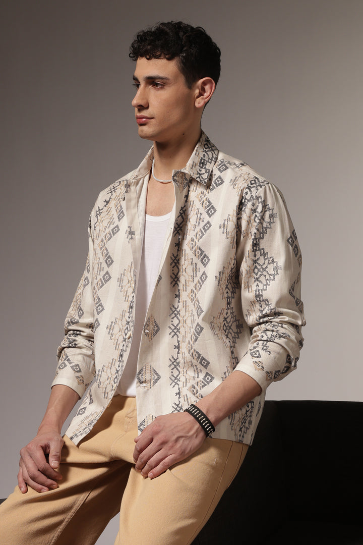 Jazzy: Ethnic Printed Cotton Shirt