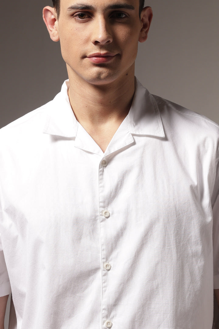 Sakura: Embroidery White Cotton Oversized Shirt