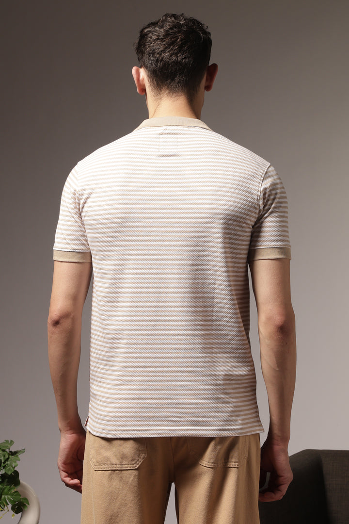 Cream Stripes Polo T-shirt