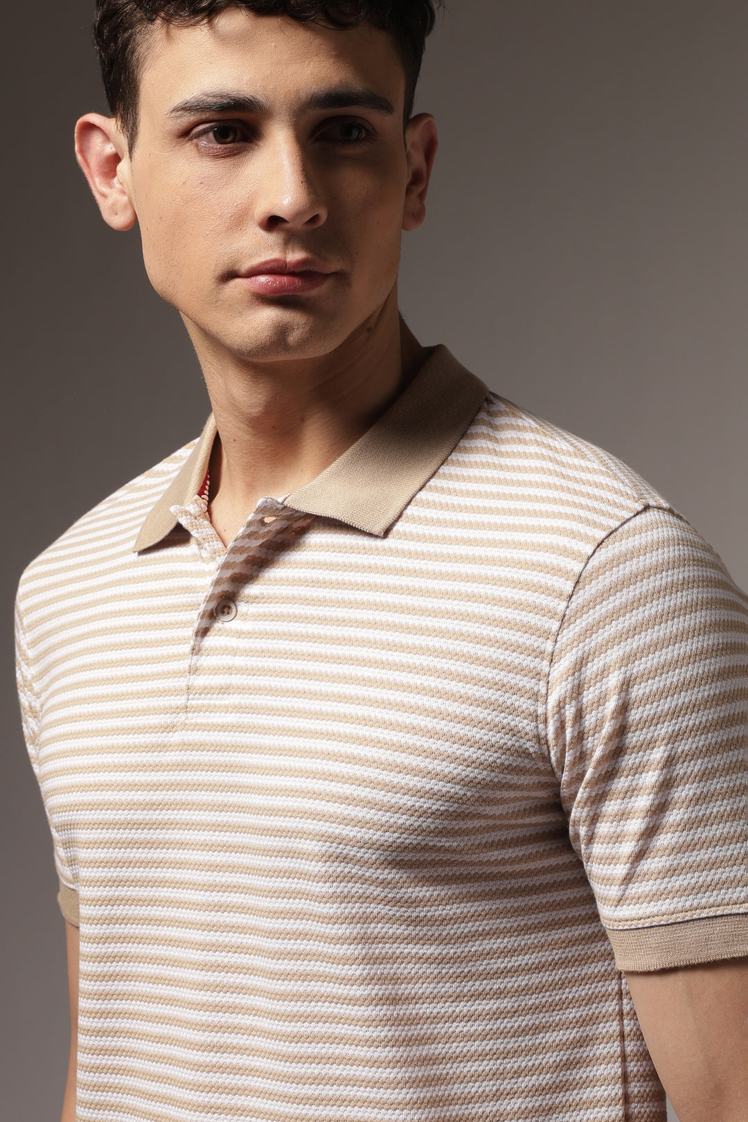 Cream Stripes Polo T-shirt