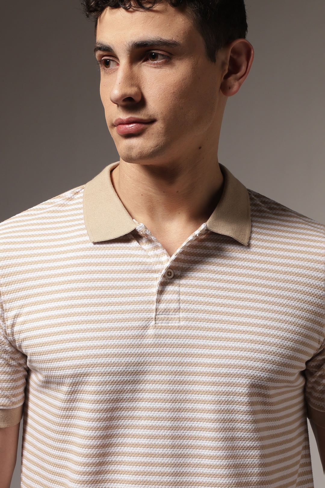 Cream Stripes Polo T-shirt
