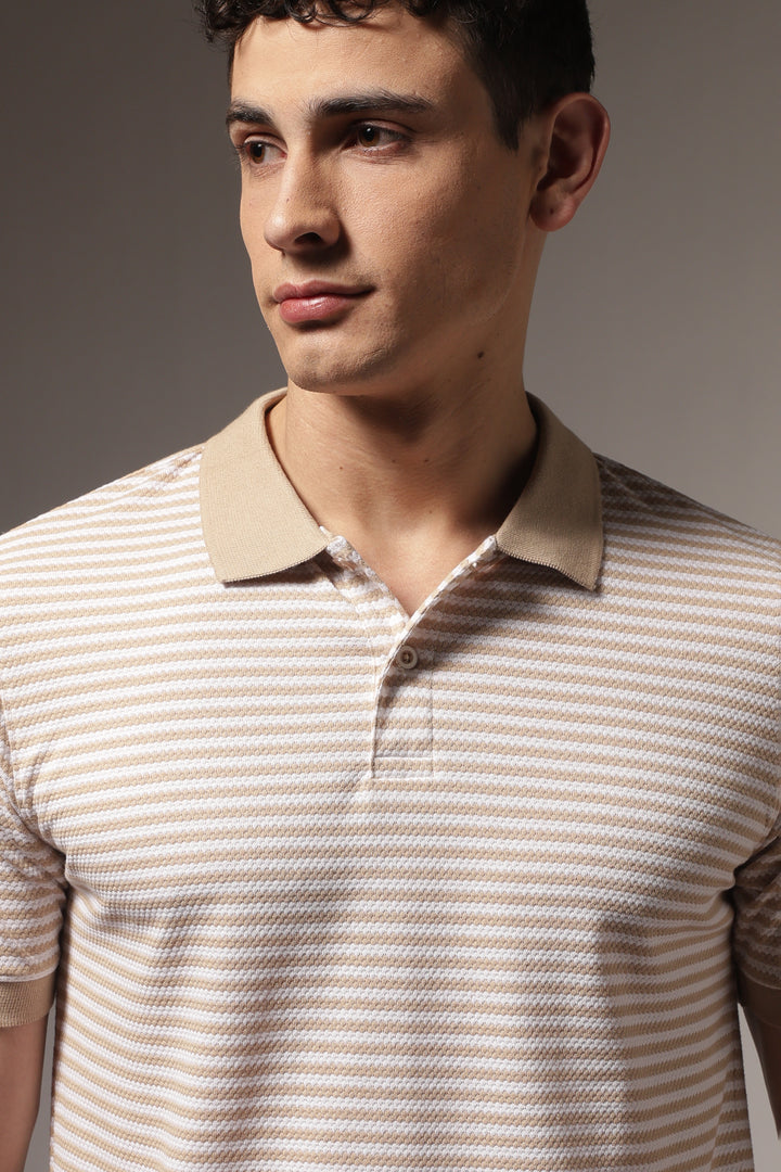 Cream Stripes Polo T-shirt
