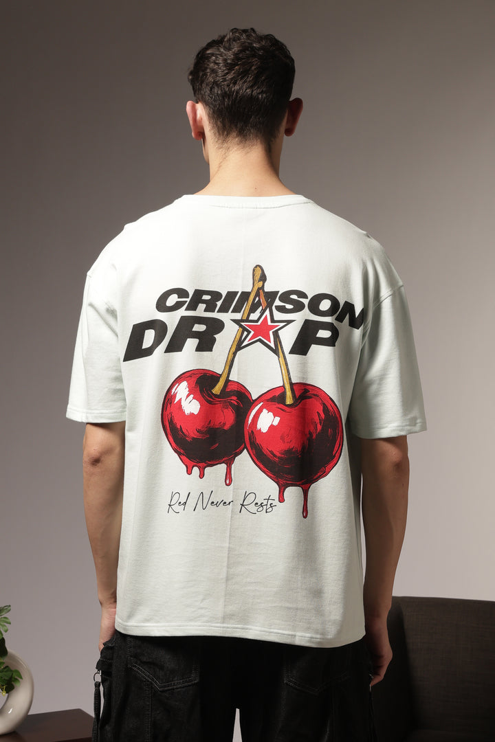 Crimson Drip: Light Blue Oversized Tshirt