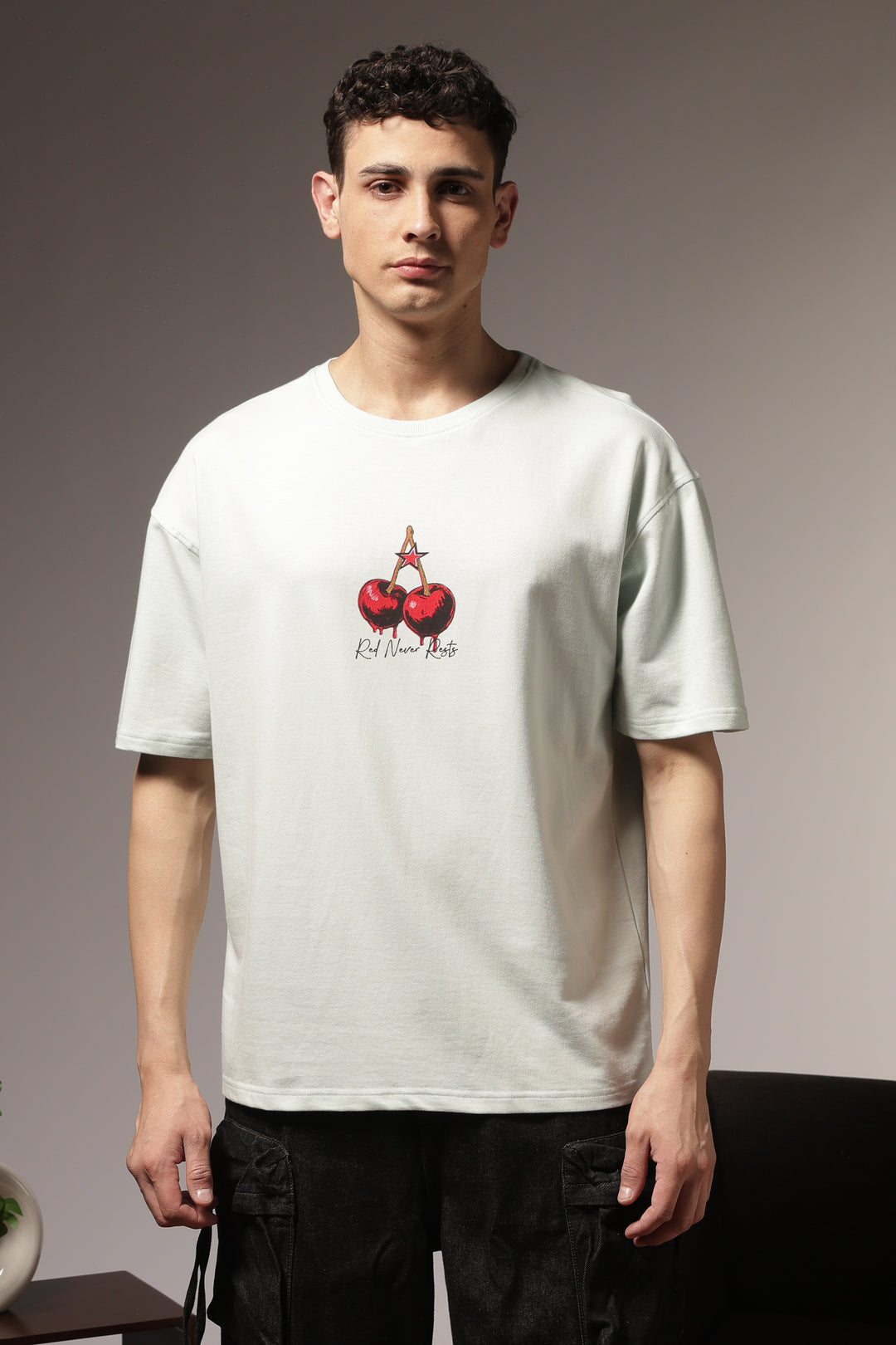 Crimson Drip: Light Blue Oversized Tshirt
