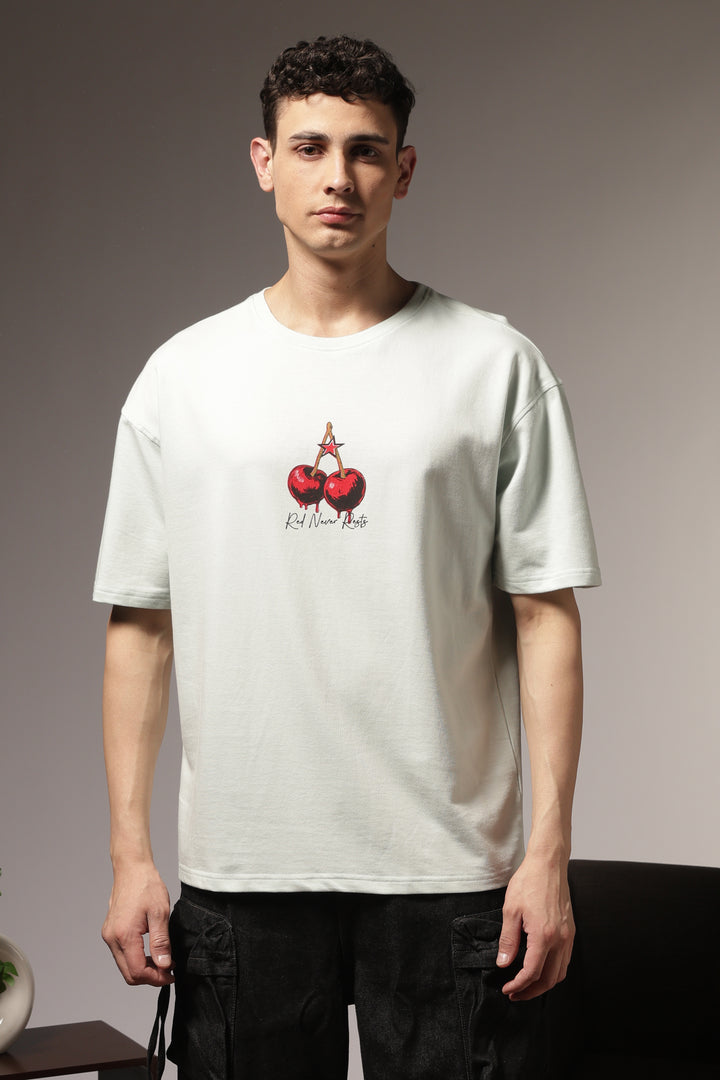 Crimson Drip: Light Blue Oversized Tshirt