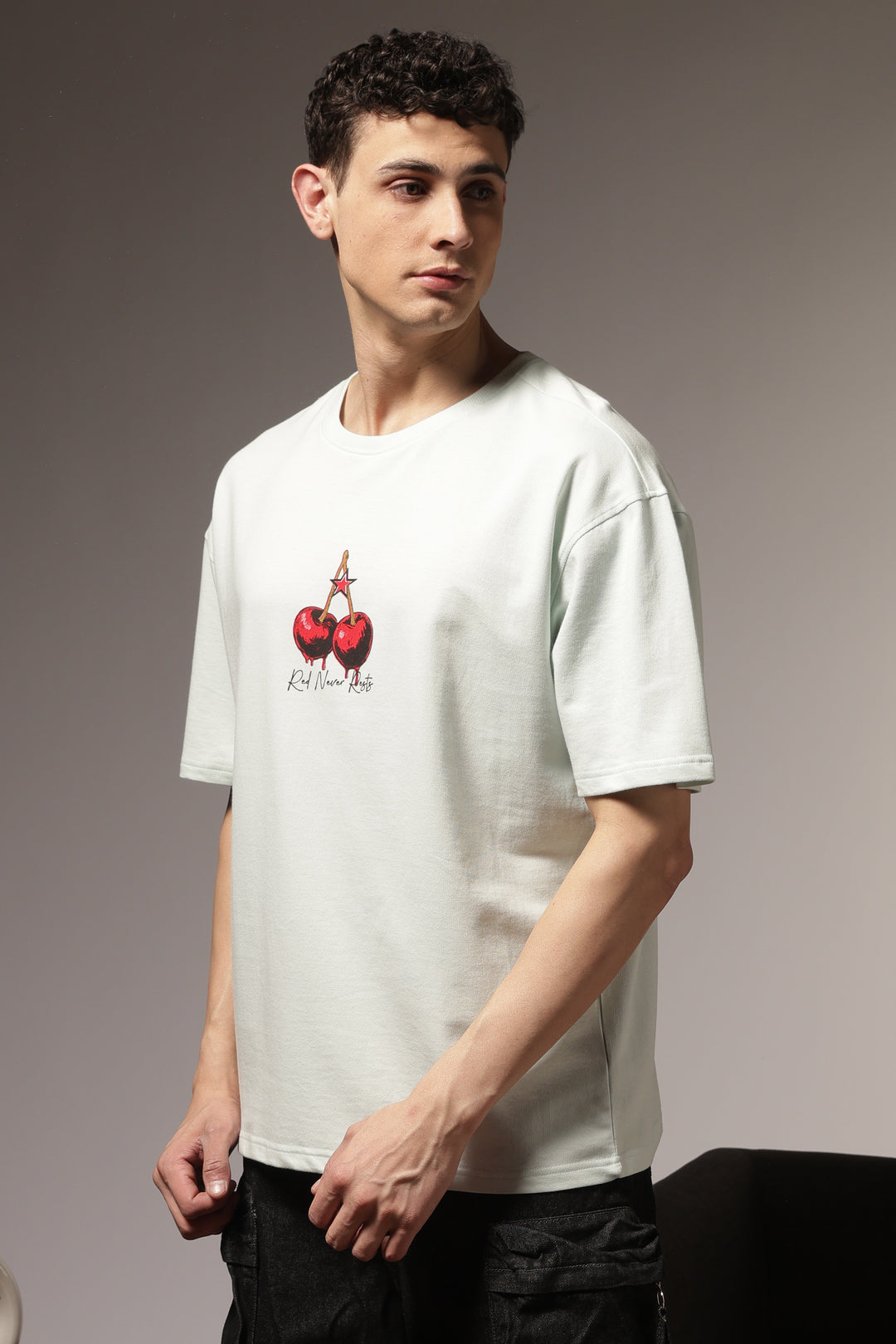 Crimson Drip: Light Blue Oversized Tshirt