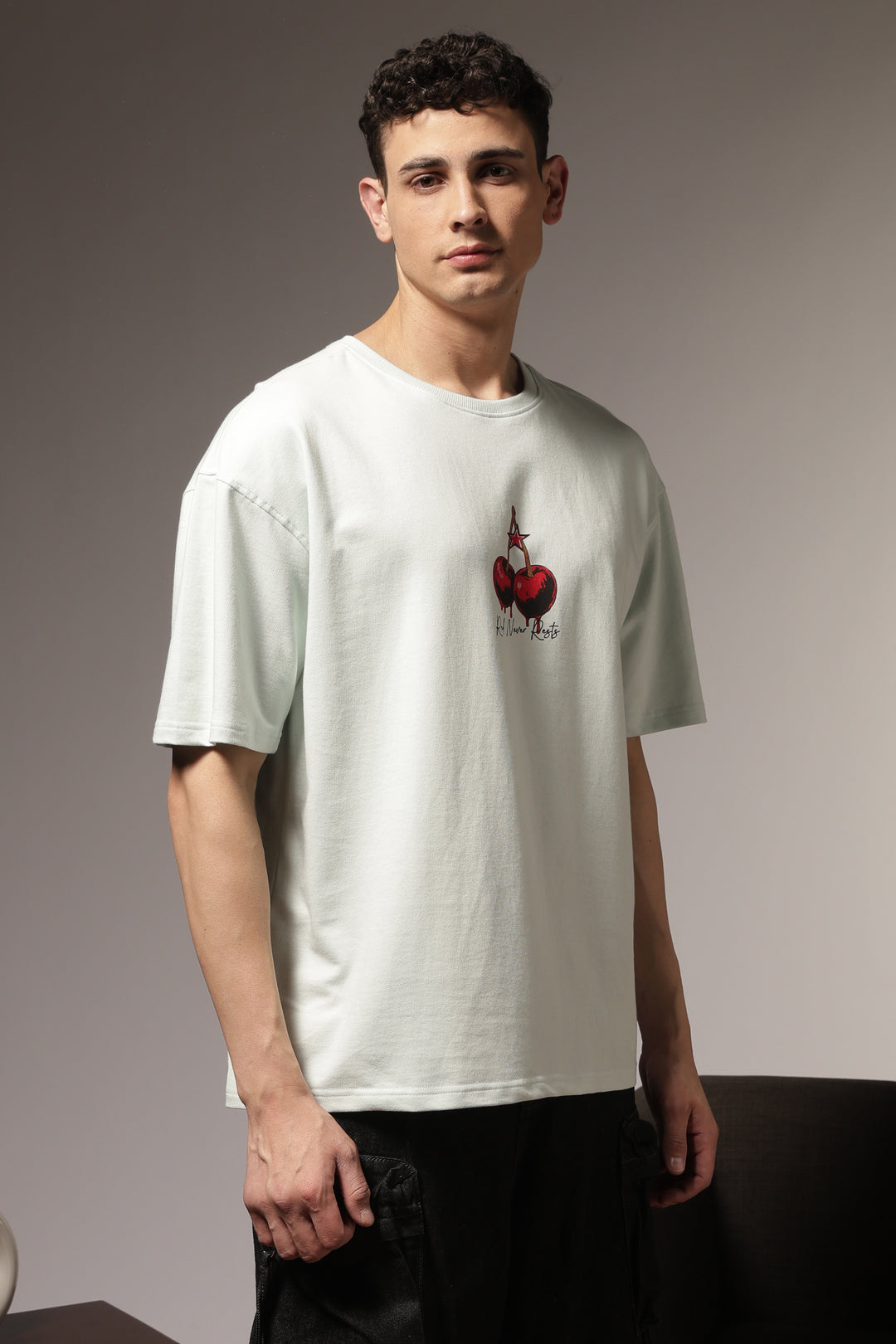 Crimson Drip: Light Blue Oversized Tshirt