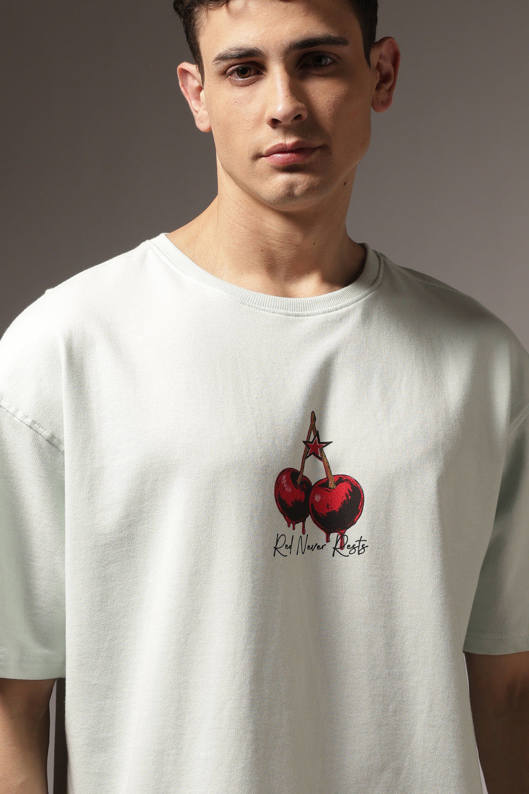 Crimson Drip: Light Blue Oversized Tshirt