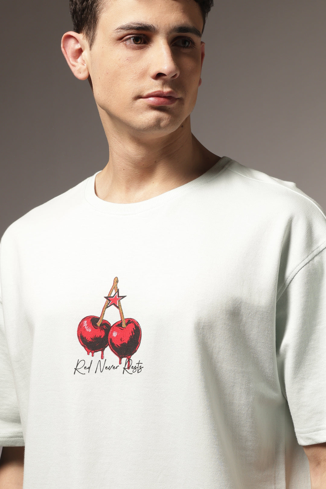 Crimson Drip: Light Blue Oversized Tshirt