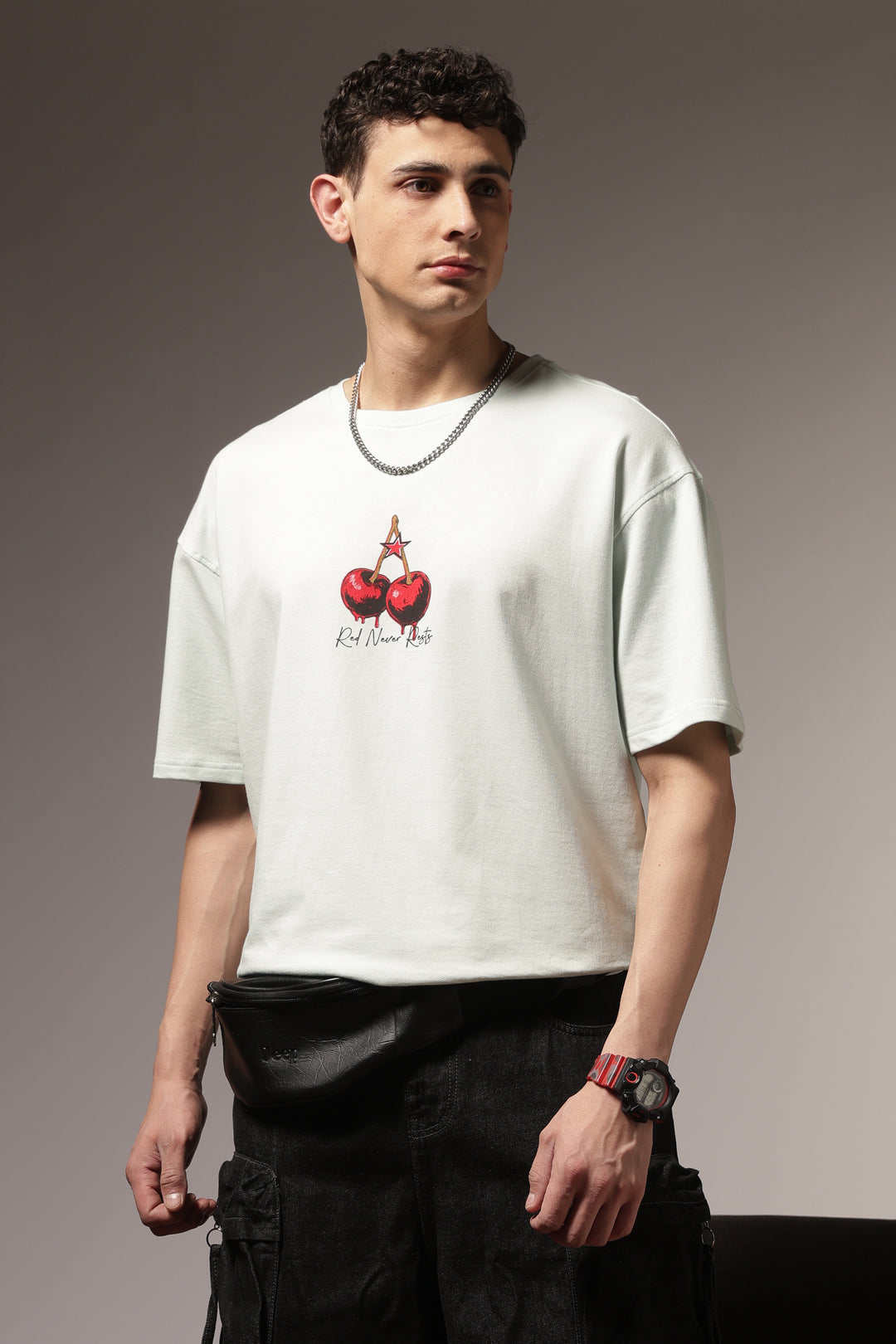 Crimson Drip: Light Blue Oversized Tshirt