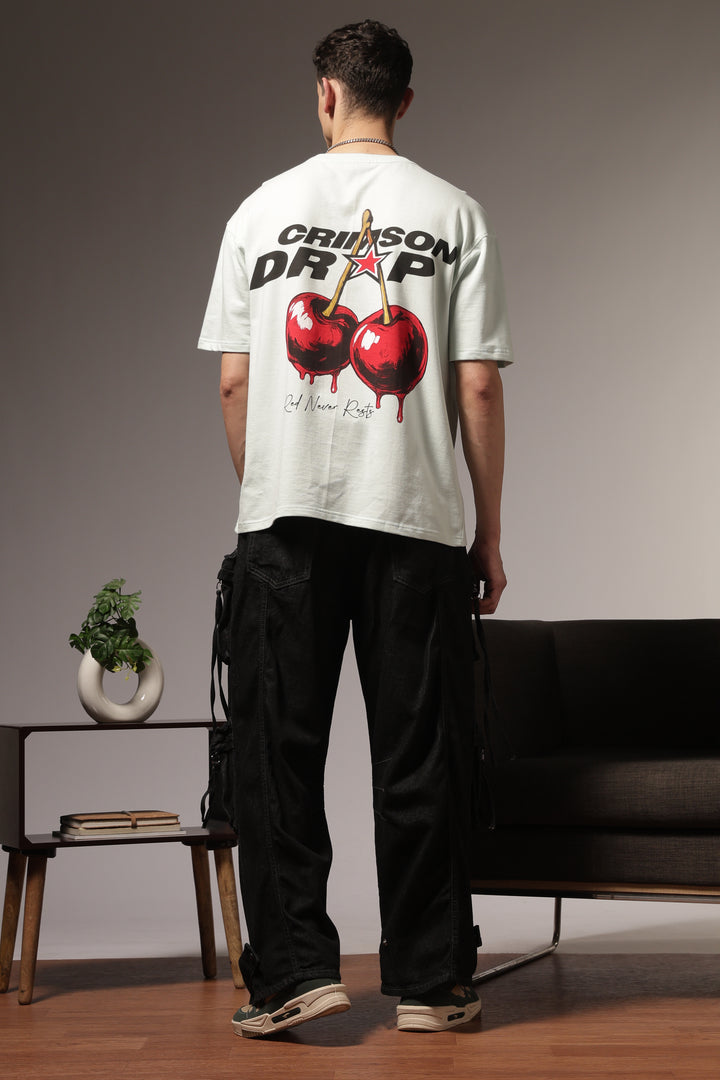 Crimson Drip: Light Blue Oversized Tshirt