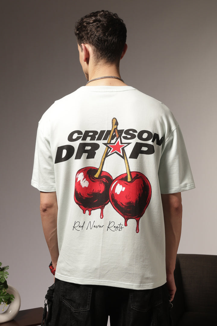 Crimson Drip: Light Blue Oversized Tshirt