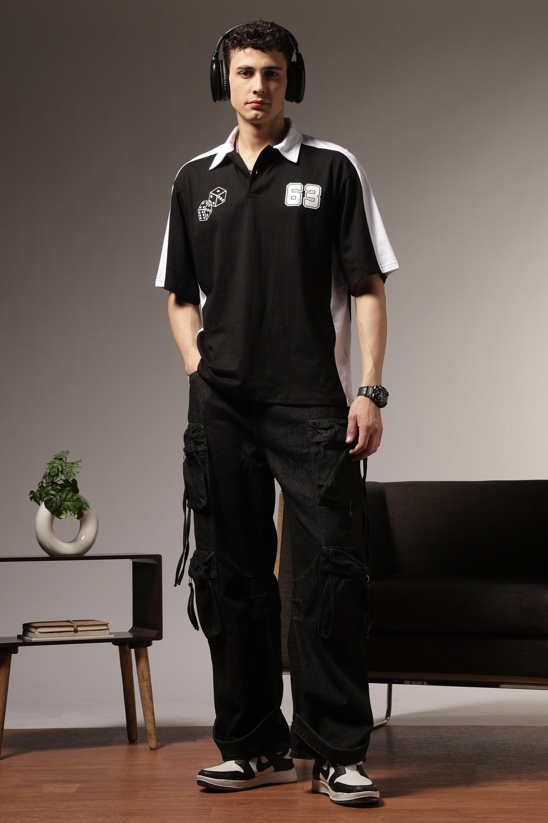 Retrograde: Black and White Oversized Polo