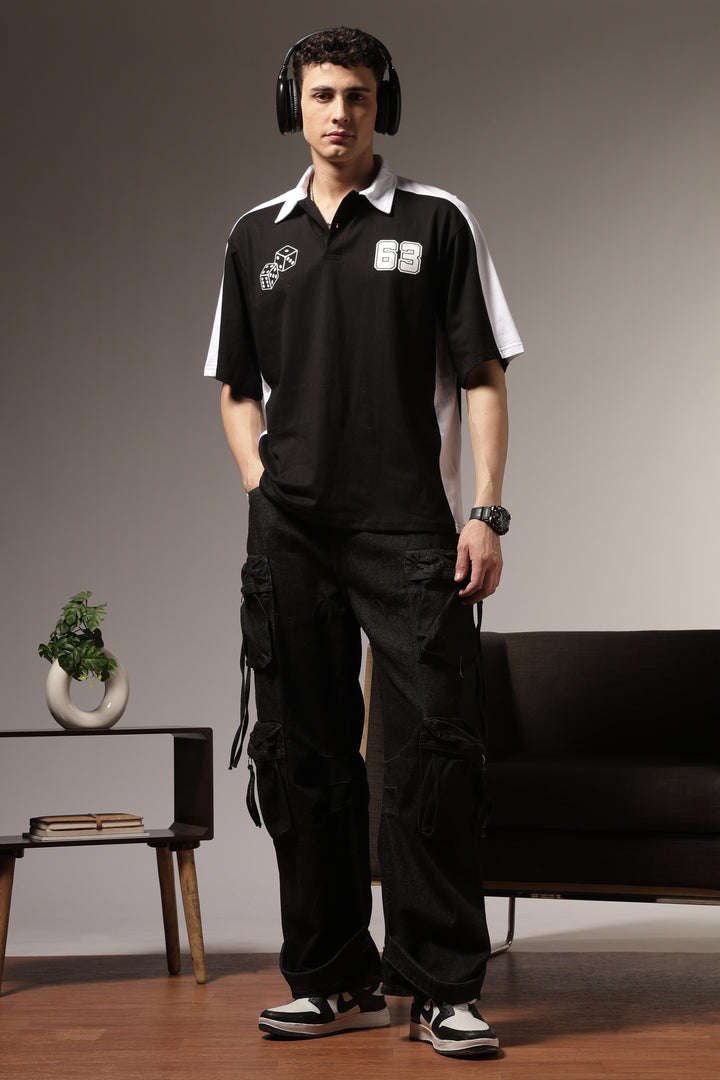 Retrograde: Black and White Oversized Polo