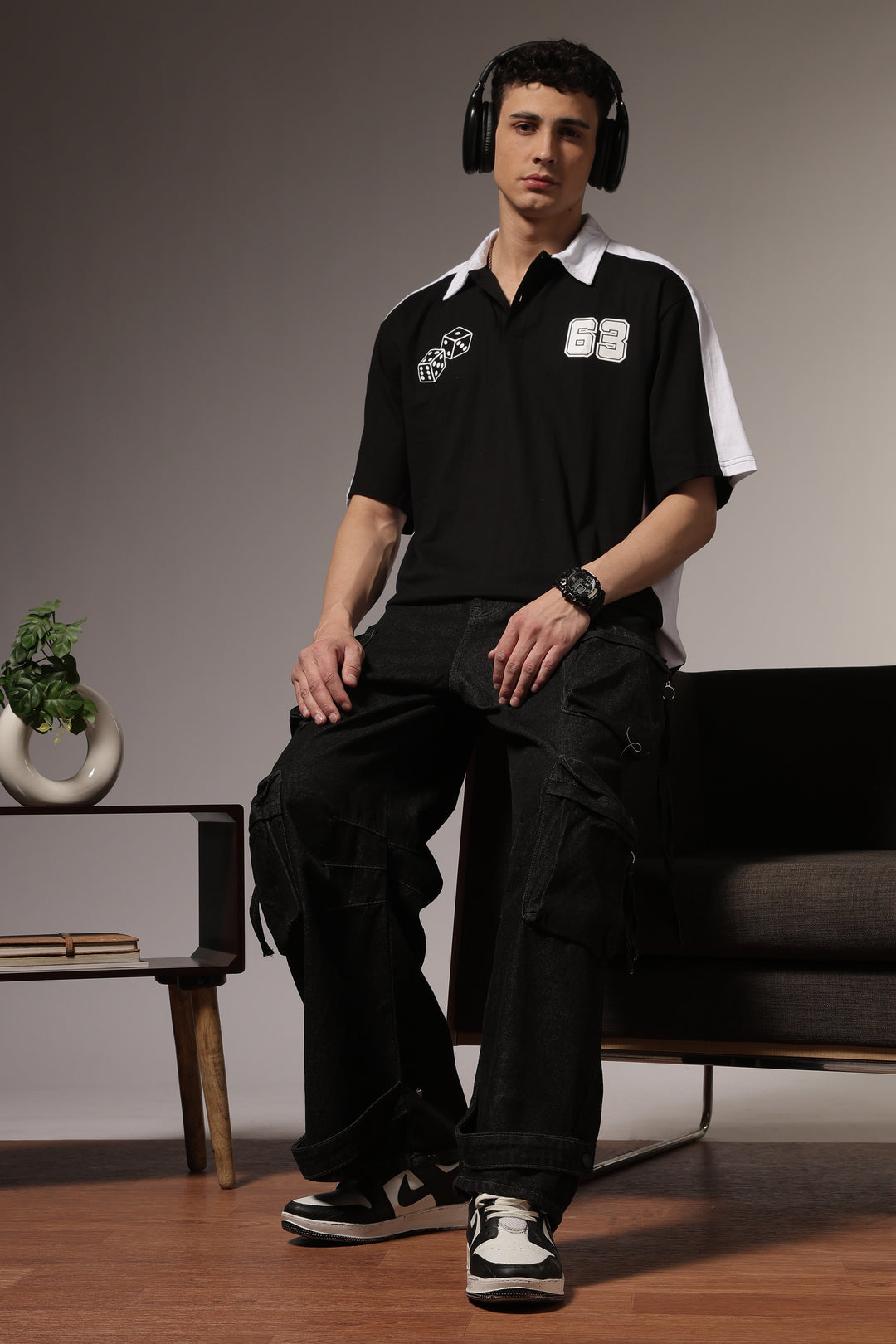 Retrograde: Black and White Oversized Polo