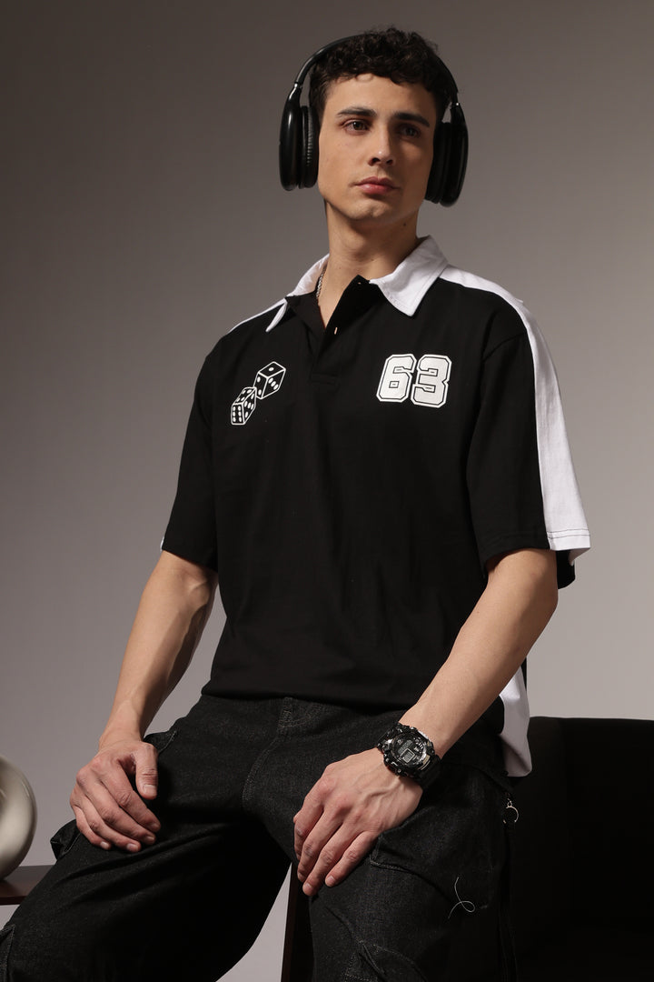 Retrograde: Black and White Oversized Polo