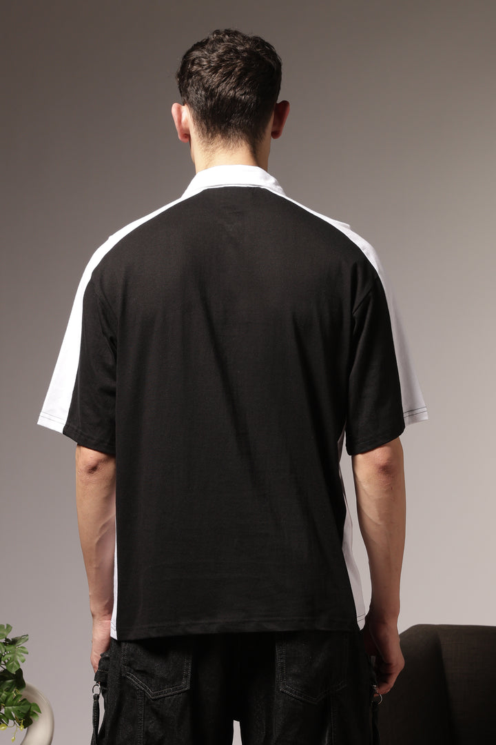 Retrograde: Black and White Oversized Polo