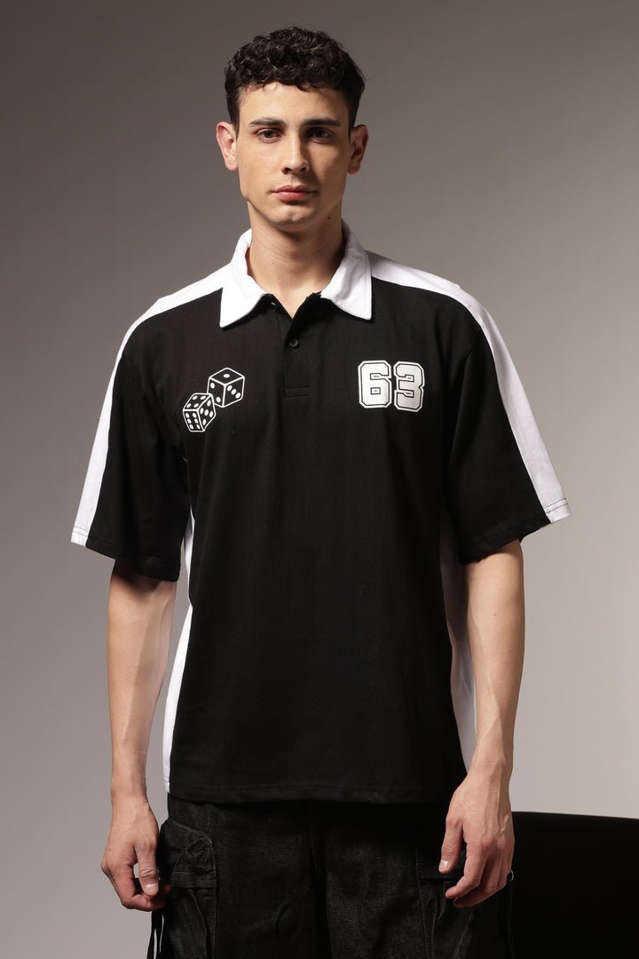 Retrograde: Black and White Oversized Polo