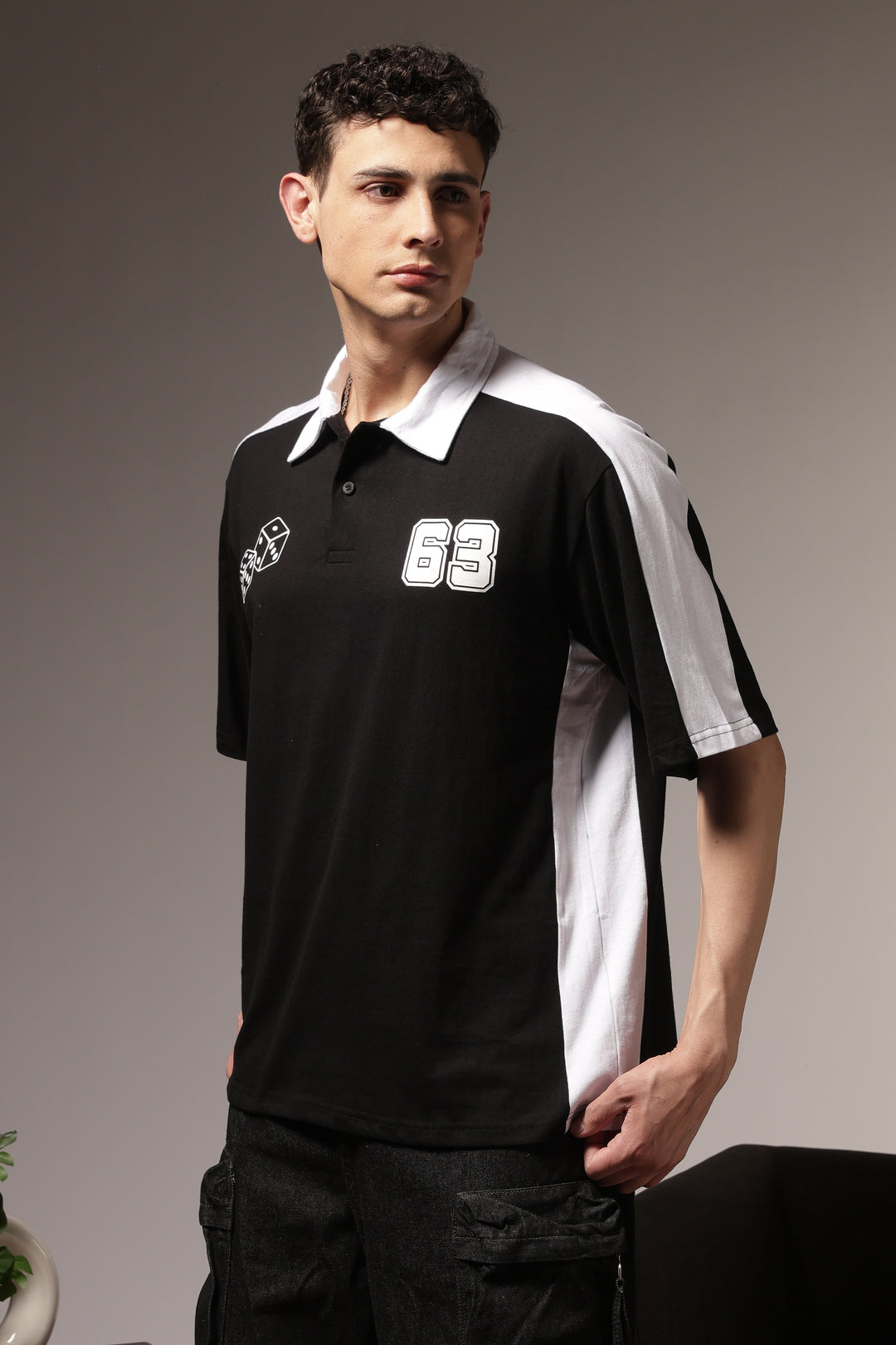Retrograde: Black and White Oversized Polo