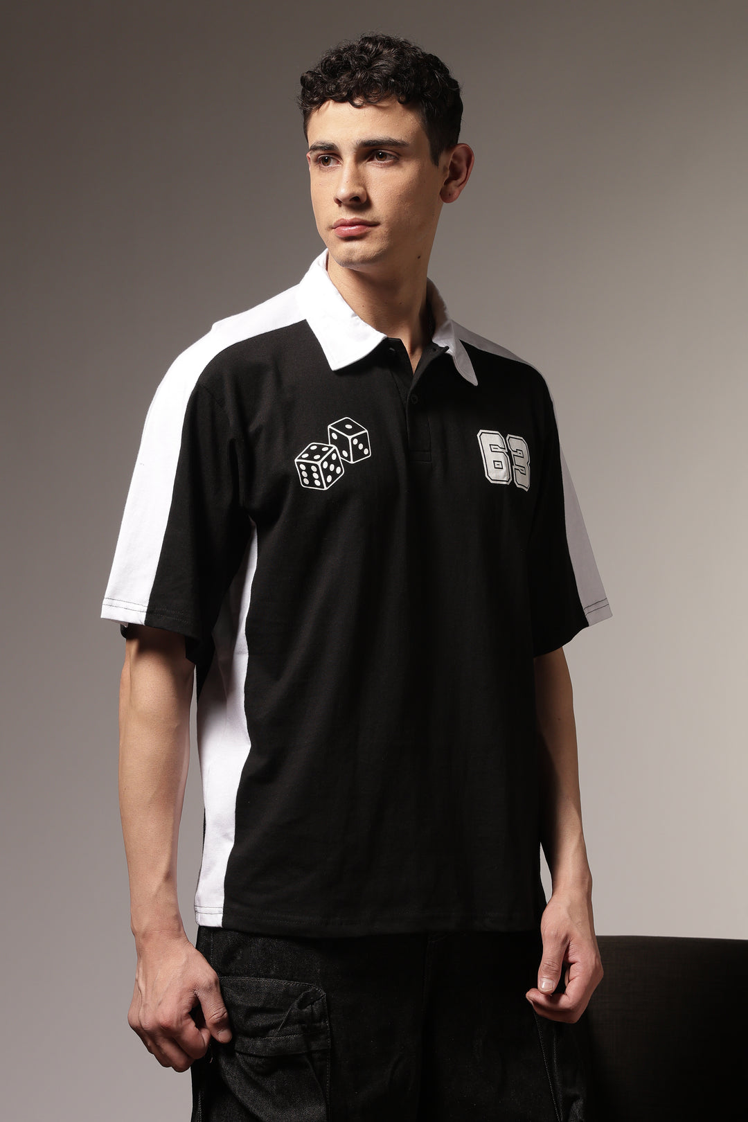 Retrograde: Black and White Oversized Polo