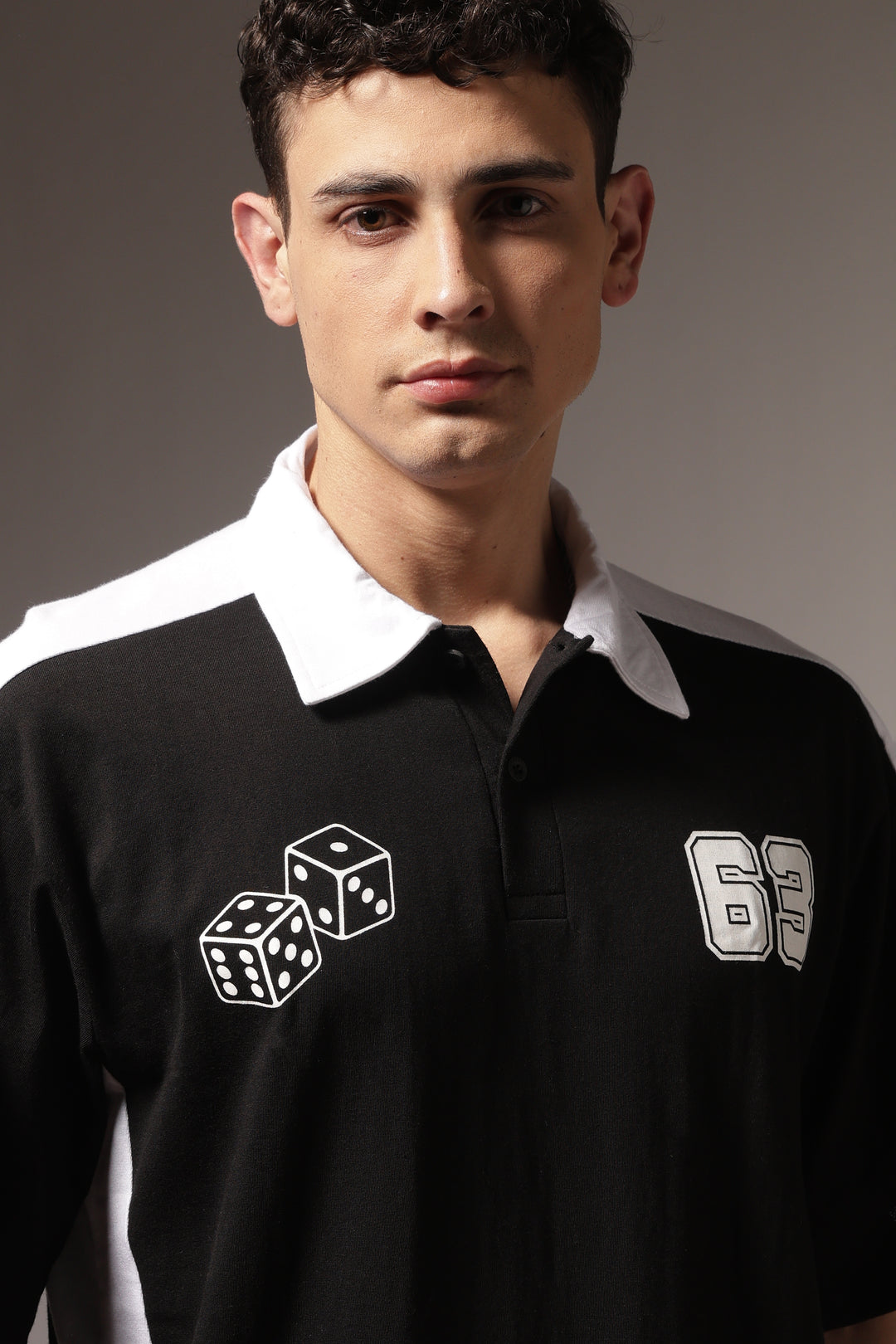 Retrograde: Black and White Oversized Polo