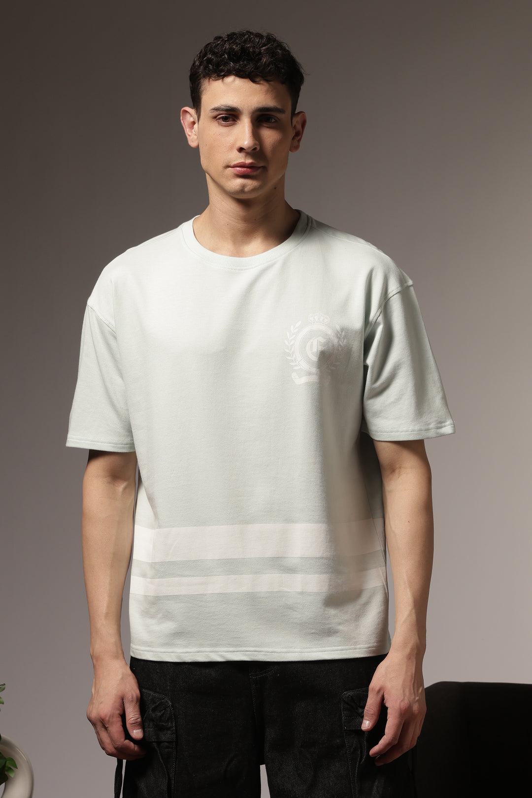 Ethnic Numero: Light Blue Oversized Tshirt