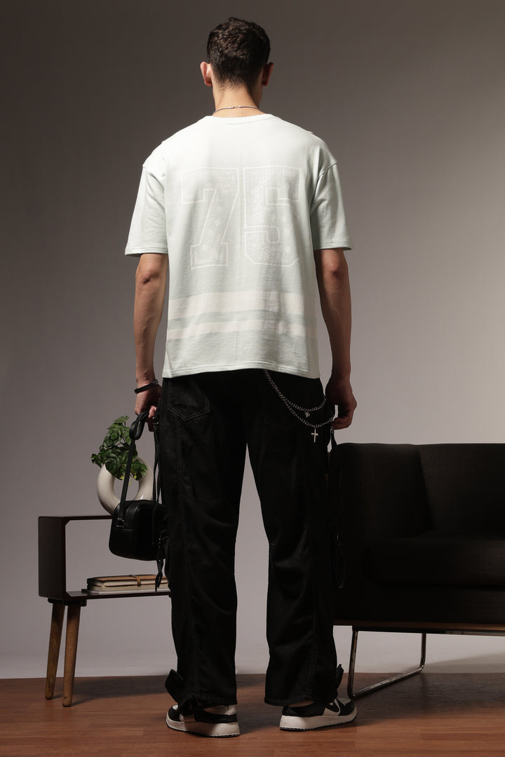 Ethnic Numero: Light Blue Oversized Tshirt