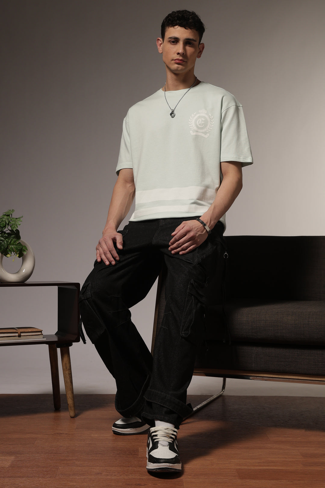 Ethnic Numero: Light Blue Oversized Tshirt