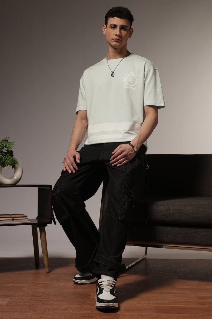 Ethnic Numero: Light Blue Oversized Tshirt